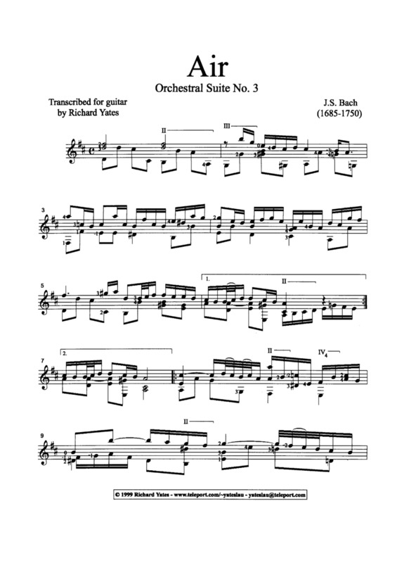Partitura da música Air On The G String v.5