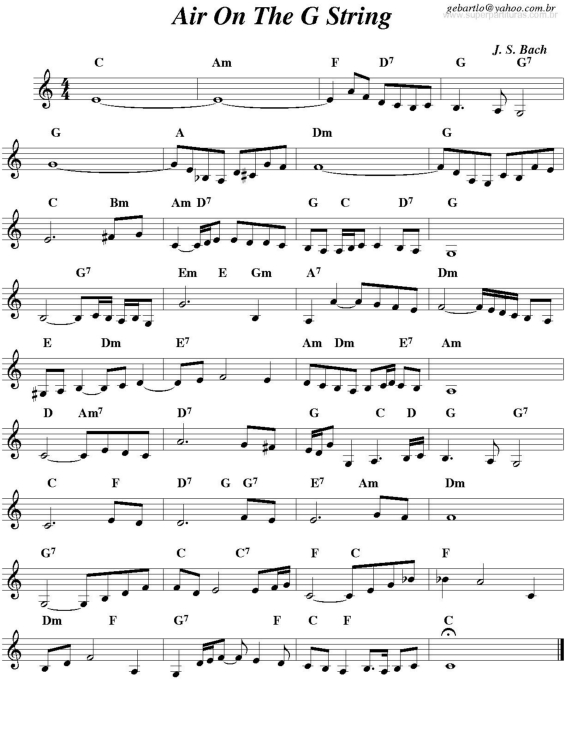 Partitura da música Air On The G String