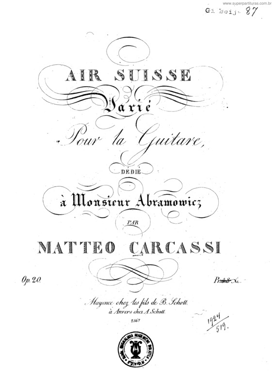 Partitura da música Air Suisse