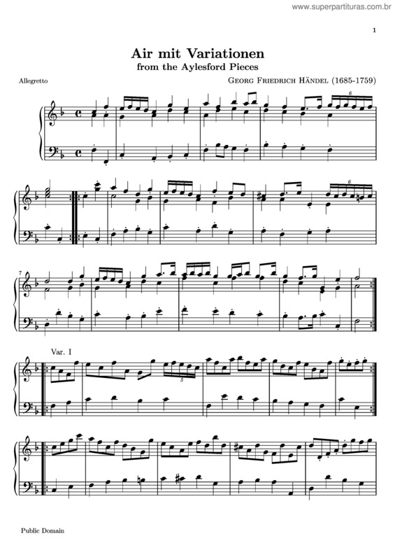 Partitura da música Air with Variations