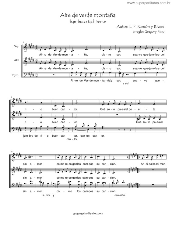 Partitura da música Aire De Verde Montaña