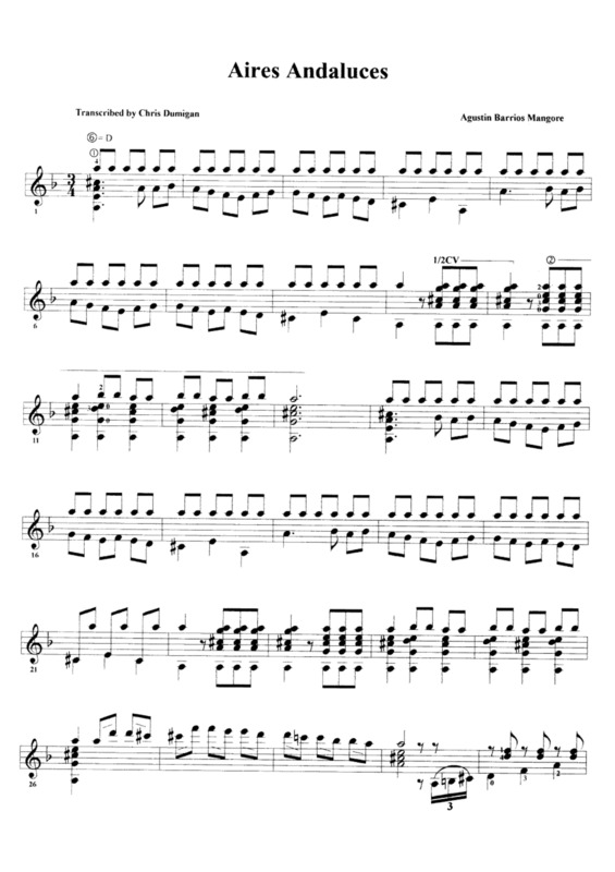 Partitura da música Aires Andaluces