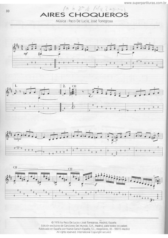 Partitura da música Aires choqueros