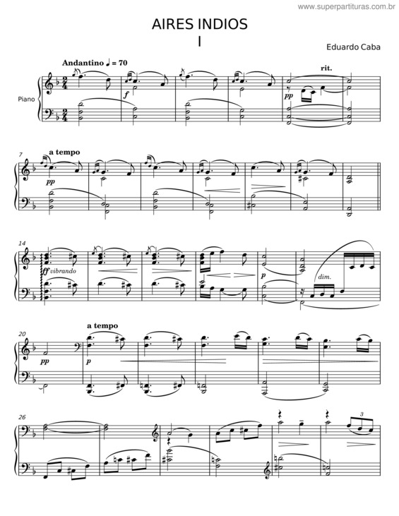 Partitura da música Aires Indios