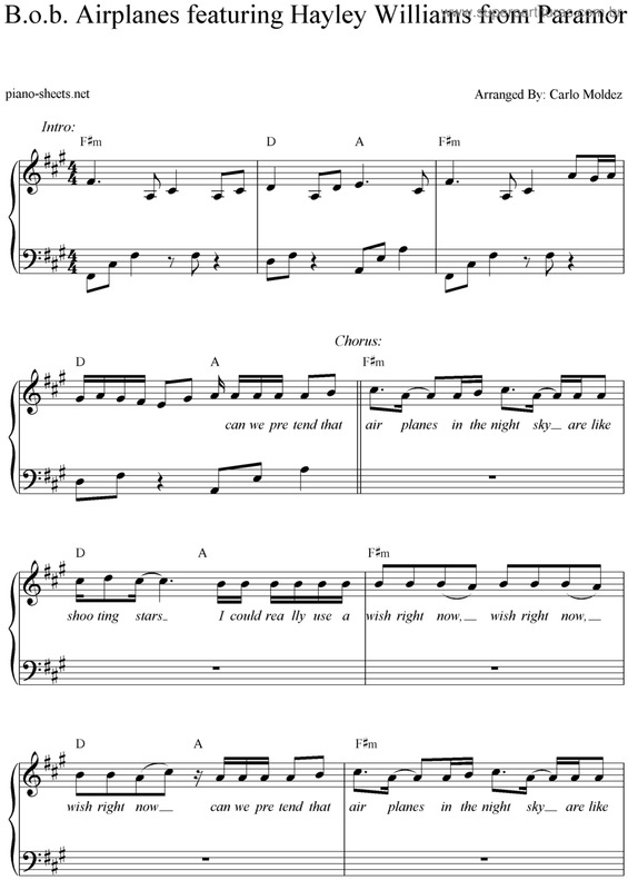 Partitura da música Airplanes