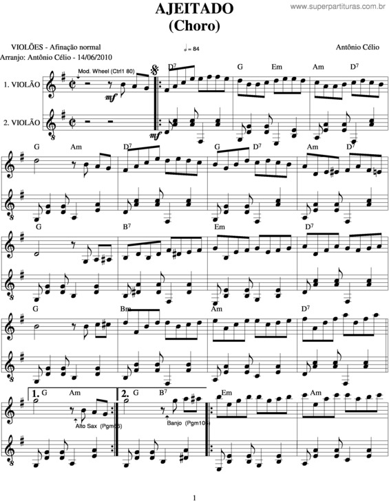 Partitura da música Ajeitado