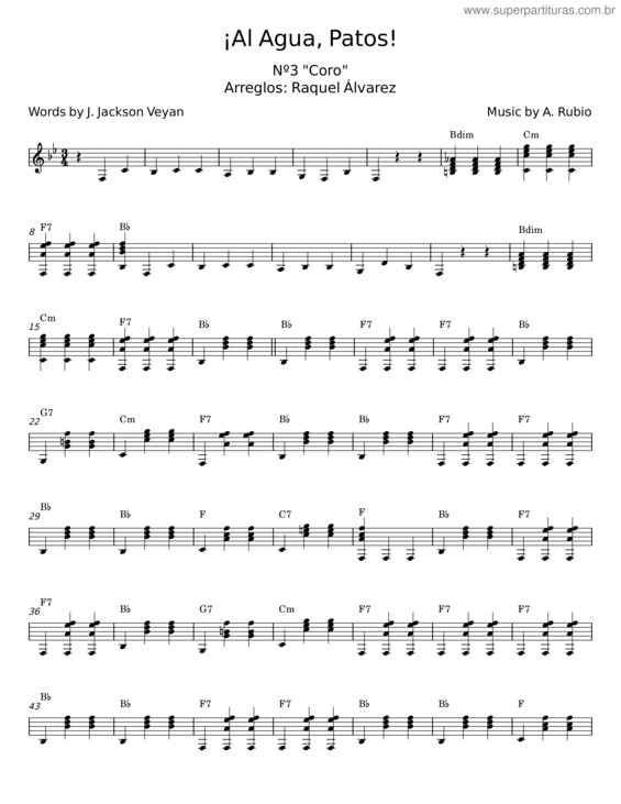 Partitura da música Al Agua, Patos