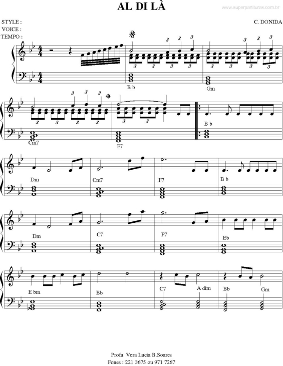 Partitura da música Al Di Là v.2