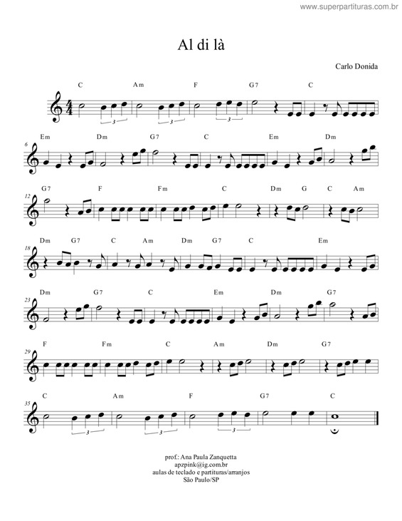 Partitura da música Al Di Là v.6