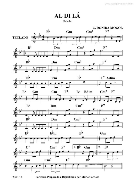 Partitura da música Al Di Là