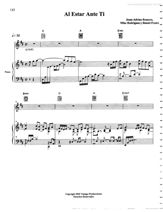 Partitura da música Al Estar Ante Ti v.2