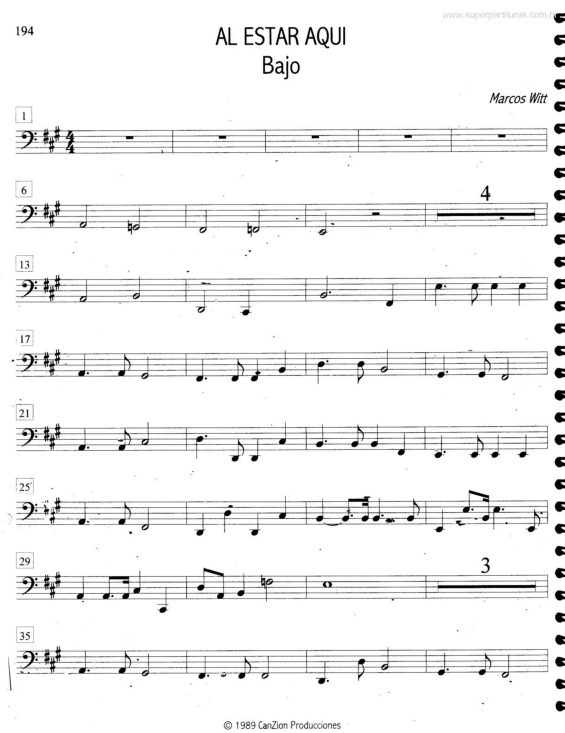 Partitura da música Al Estar Aqui v.4