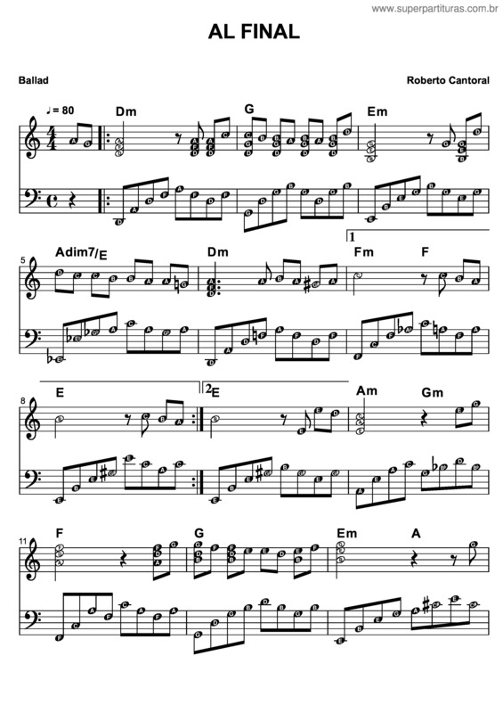 Partitura da música Al Final