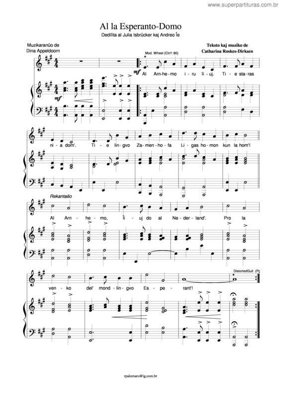Partitura da música Al La Esperanto-Domo v.2