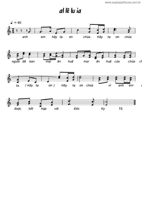 Partitura da música Al Lê Lu Ia
