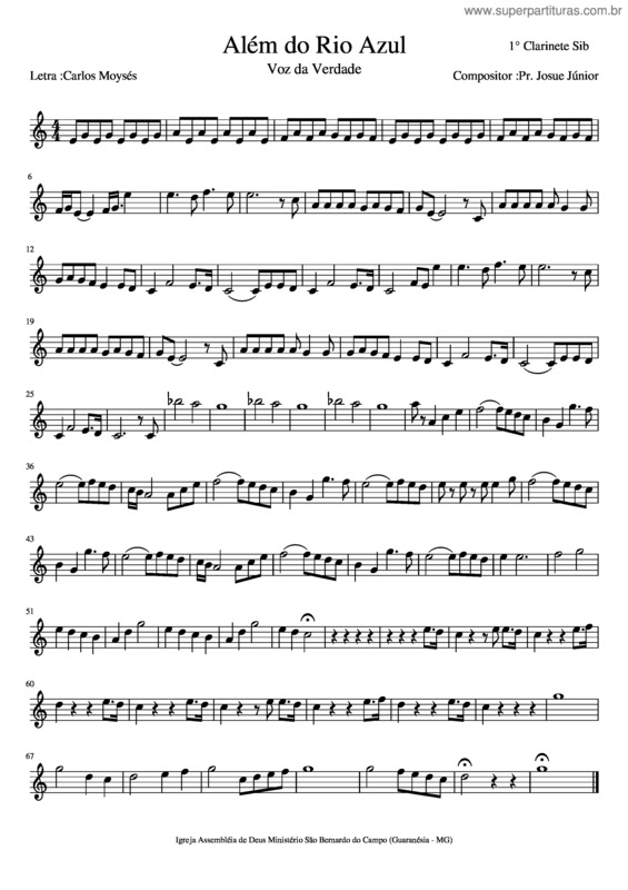 Partitura da música Al M Do Rio Azul