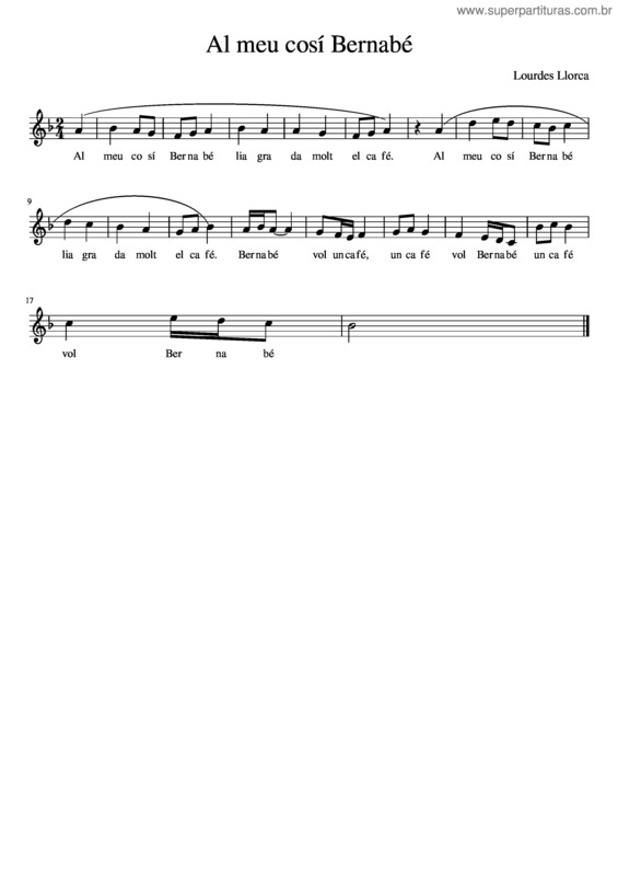 Partitura da música Al Meu Cosí Bernabé v.2