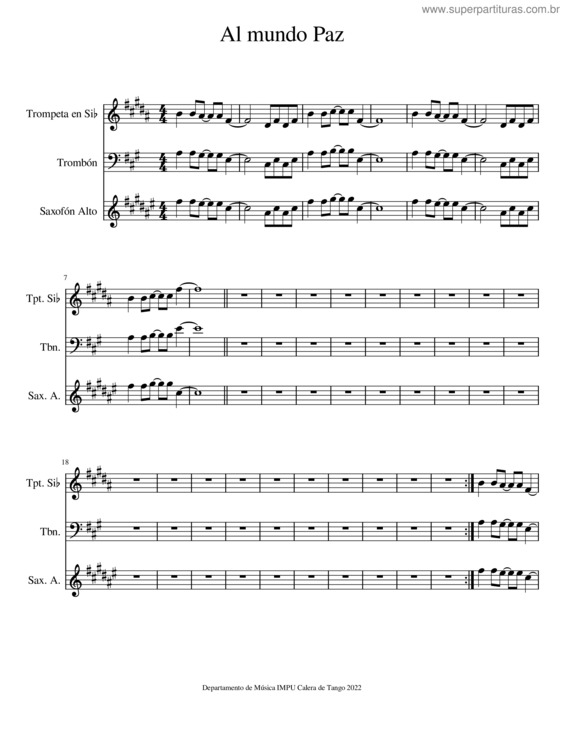 Partitura da música Al Mundo Paz – Bastianandres1