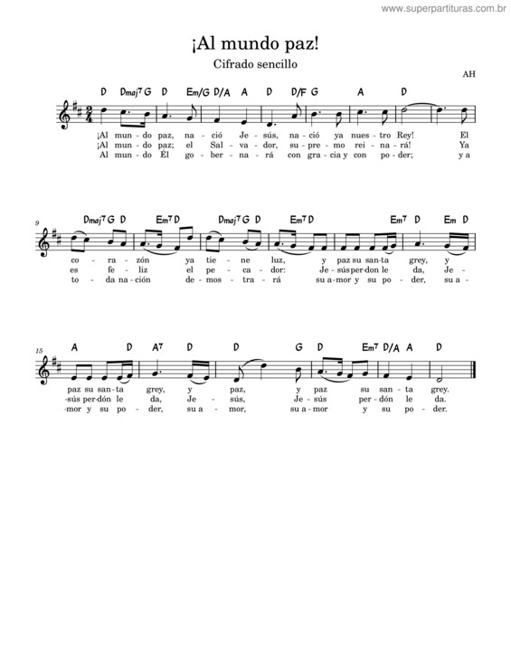 Partitura da música Al Mundo Paz – Cifrado Sencillo