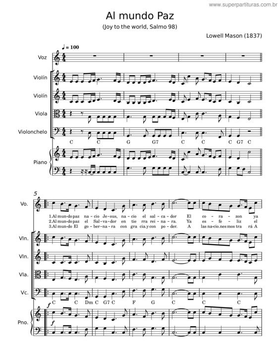 Partitura da música Al Mundo Paz – Villancicos Al Mundo Paz – Villancico