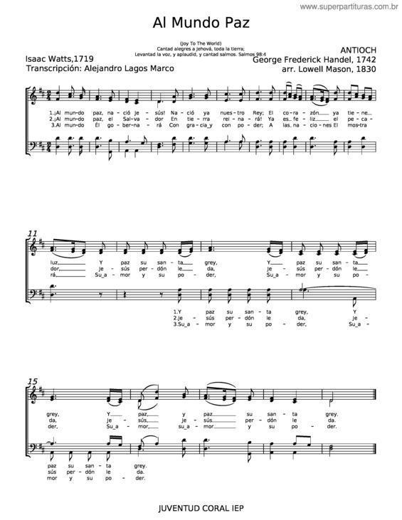 Partitura da música Al Mundo Paz – Villancicos v.3
