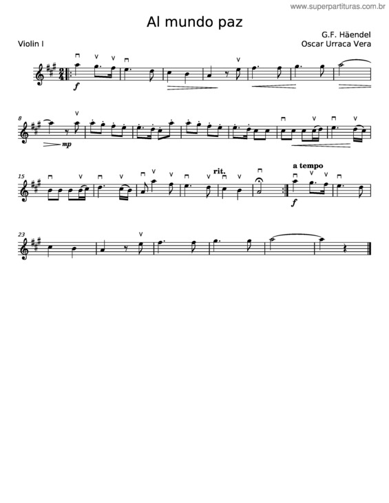 Partitura da música Al Mundo Paz – Villancicos