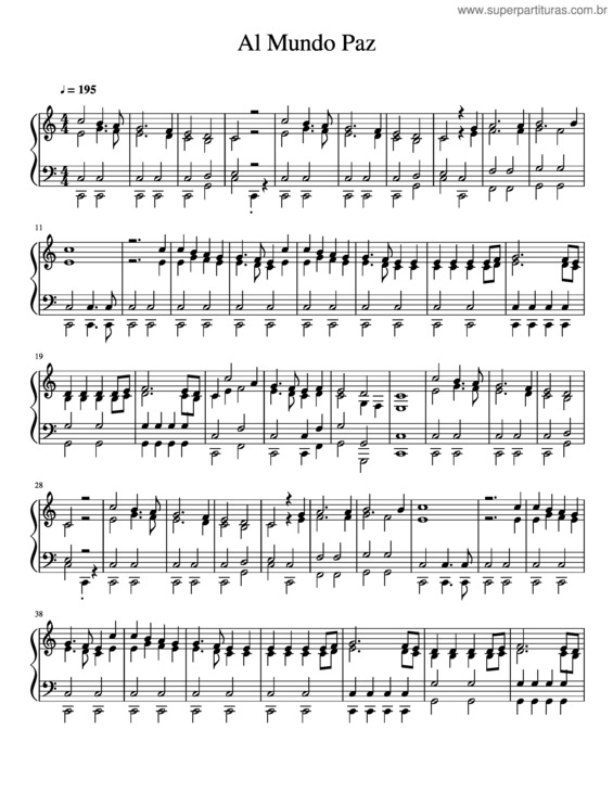 Partitura da música Al Mundo Paz v.2