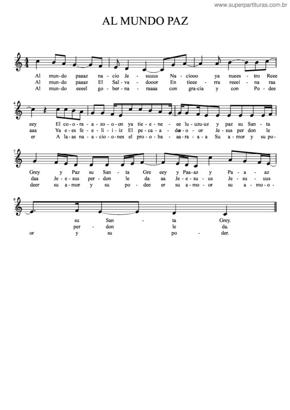 Partitura da música Al Mundo Paz v.3