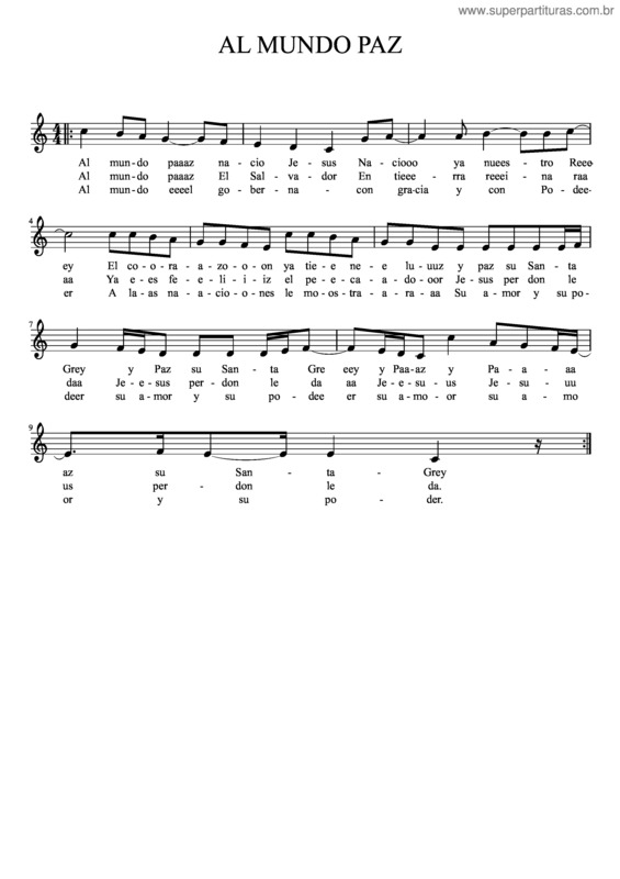 Partitura da música Al Mundo Paz v.4