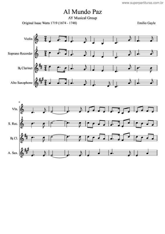 Partitura da música Al Mundo Paz v.6