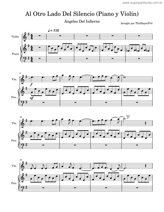 Partitura da música Al Otro Lado Del Silencio – Ángeles Del Infierno