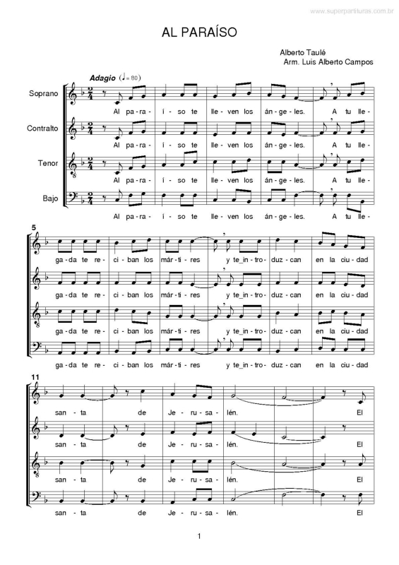 Partitura da música Al Paraíso