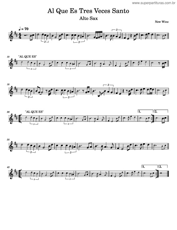 Partitura da música Al Que Es Tres Veces Santo – Alto Sax