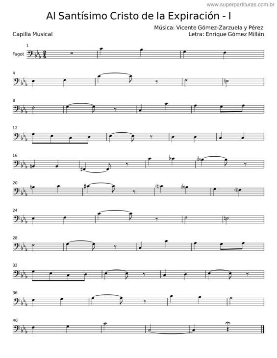 Partitura da música Al Santísimo Cristo De La Expiración – I – Vicente Gómez–Zarzuela Y Pérez