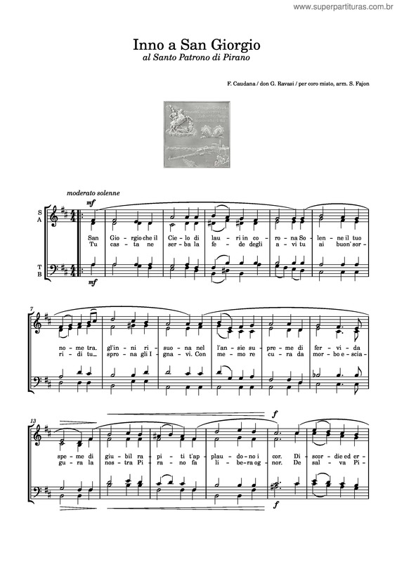 Partitura da música Al Santo Patrono – Federico Caudana