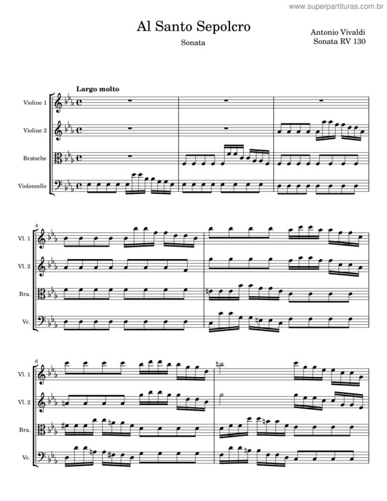 Partitura da música Al Santo Sepolcro – Antonio Vivaldi