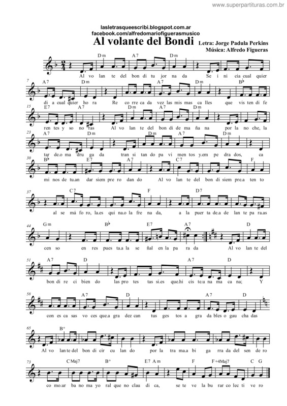 Partitura da música Al volante del bondi