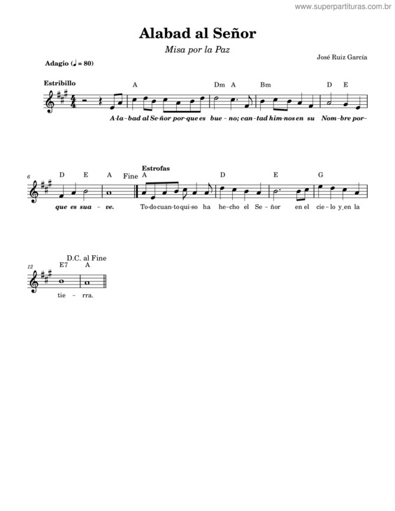 Partitura da música Alabad Al Senor v.3