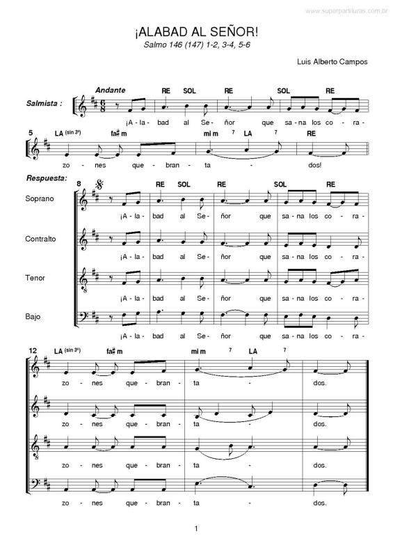 Partitura da música Alabad al Senor