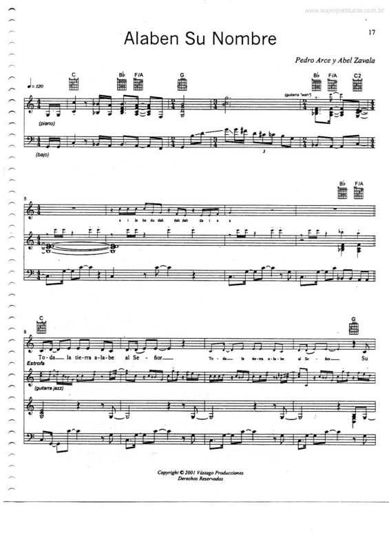 Partitura da música Alaben Su Nombre