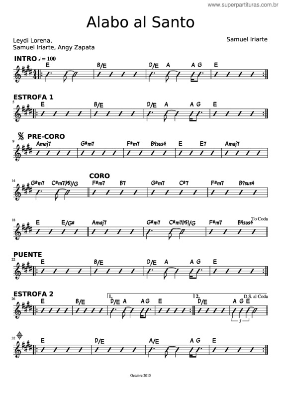 Partitura da música Alabo Al Santo