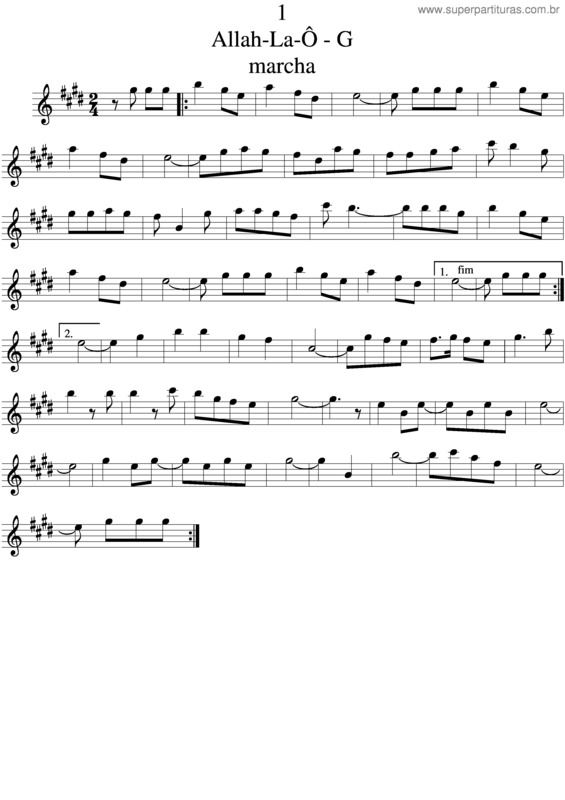 Partitura da música Alah