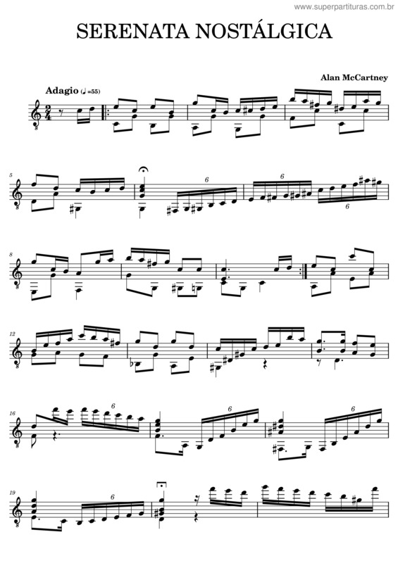 Partitura da música Alan Mccartney – Serenata Nostálgica