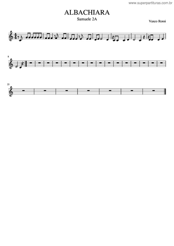 Partitura da música Albachiara  Samuele 2A