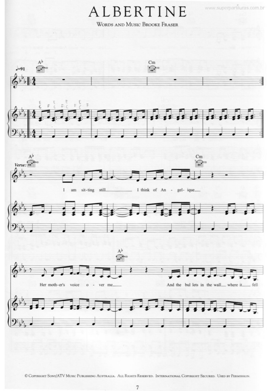 Partitura da música Albertine