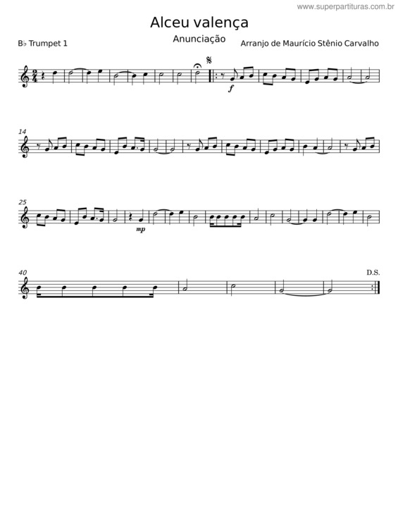 Partitura da música Alceu Valença – Anunciação
