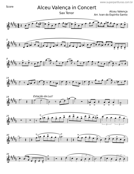 Partitura da música Alceu Valença In Concert – Alceu Valença