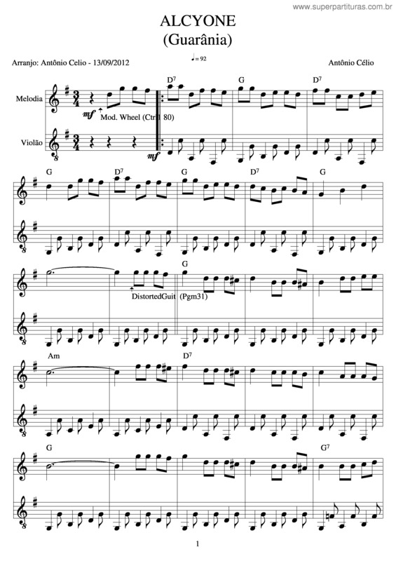 Partitura da música Alcyone