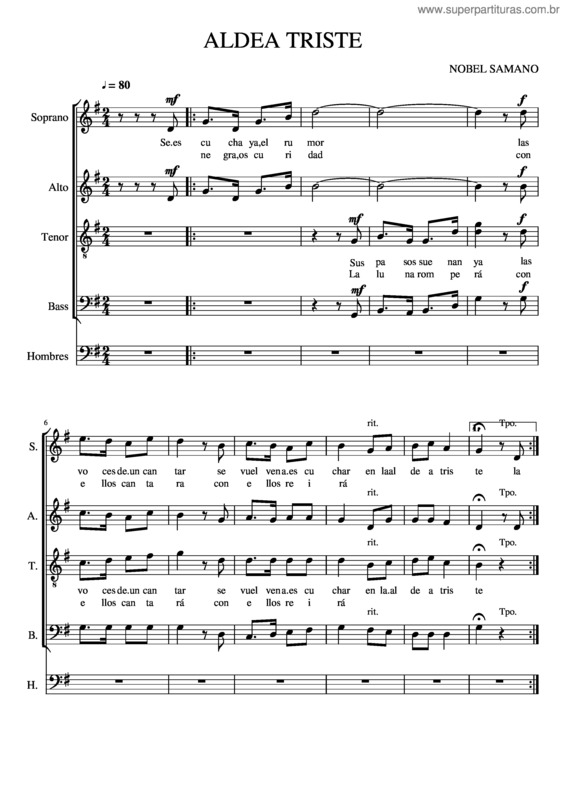 Partitura da música Aldea Triste