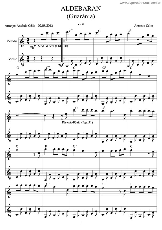 Partitura da música Aldebaran v.2